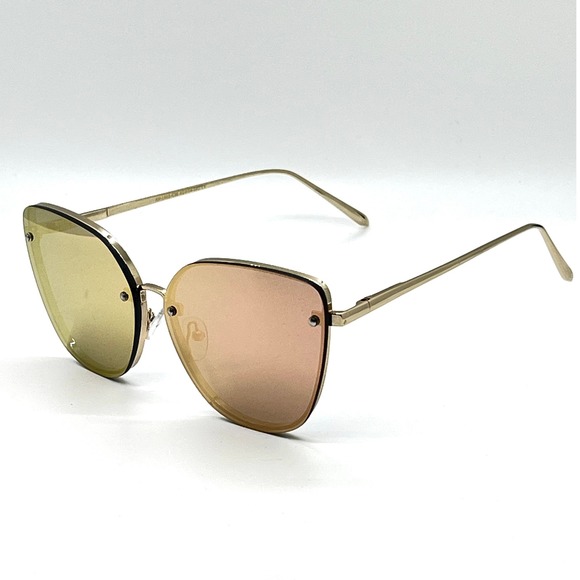 Cat Eye Sunglasses Mirrored Lens Rimless Fashion Trendy Women UV400 Protection‎ - Picture 4 of 4